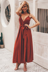 Vintage Backless beautiful Wrap Jumpsuit Ins street
